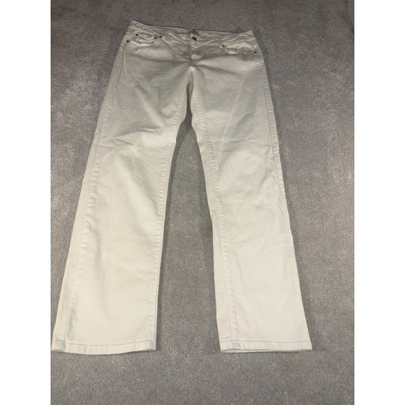 garnet hill relaxed 5 pocket jeans size 12 White Straight Leg - Picture 3 of 13